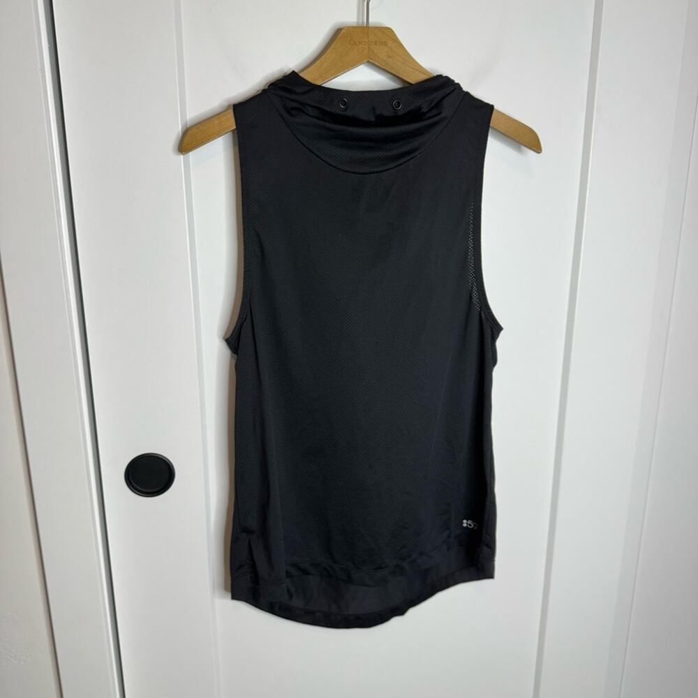 Splits59 Black Mesh Breezy Hooded Sleeveless Active Pullover Size Small